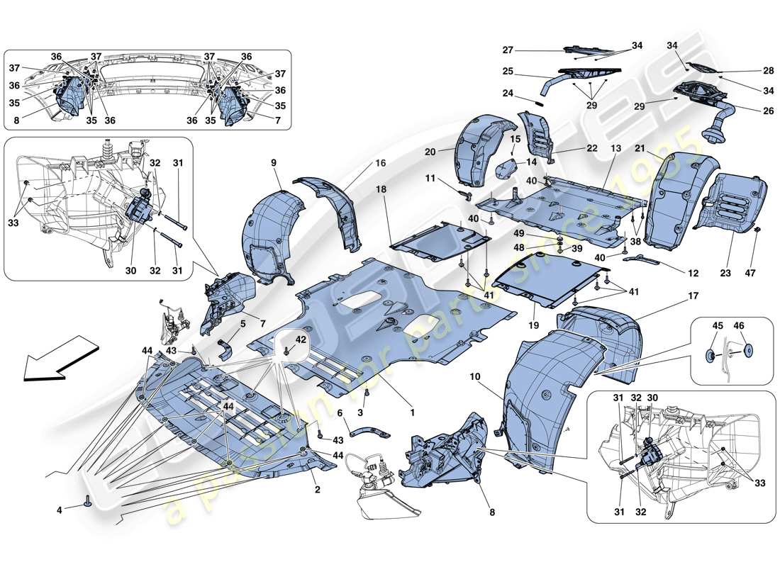 Ferrari F12 Berlinetta (Europe) FLAT UNDERTRAY AND WHEELHOUSES Part Diagram