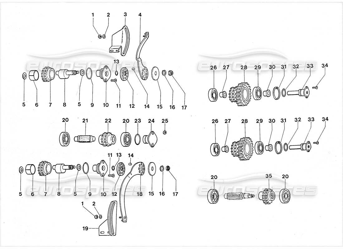 Lamborghini LM002 (1988) Valve Gears Parts Diagram