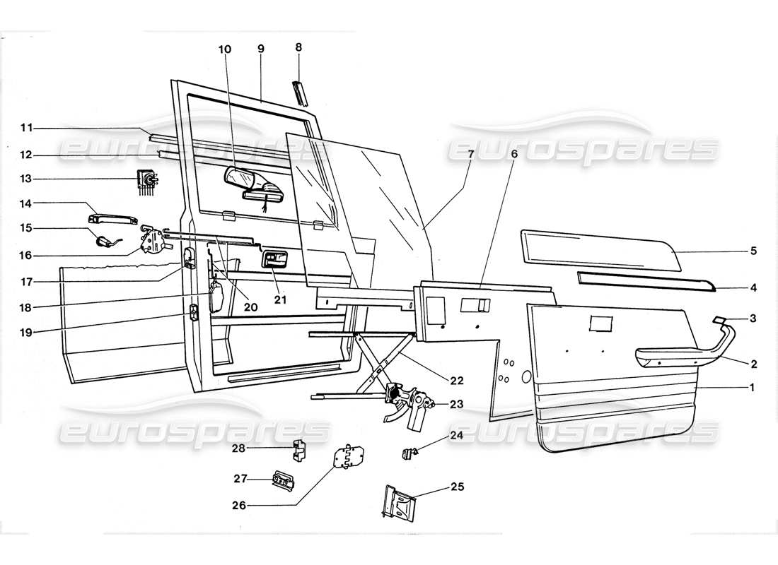 Lamborghini LM002 (1988) FRONT DOOR Parts Diagram