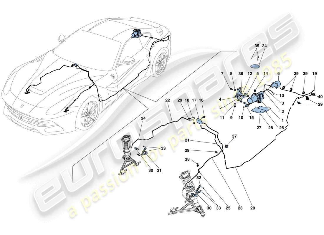 Ferrari F12 Berlinetta (RHD) VEHICLE LIFT SYSTEM Parts Diagram