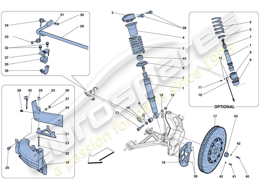Ferrari F12 Berlinetta (USA) Front Suspension - Shock Absorber and Brake Disc Parts Diagram