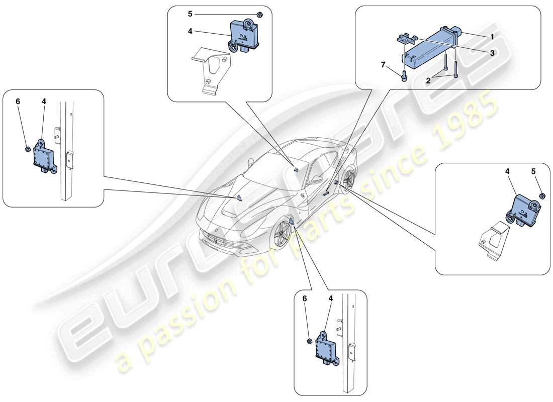 Ferrari F12 Berlinetta (USA) TYRE PRESSURE MONITORING SYSTEM Parts Diagram