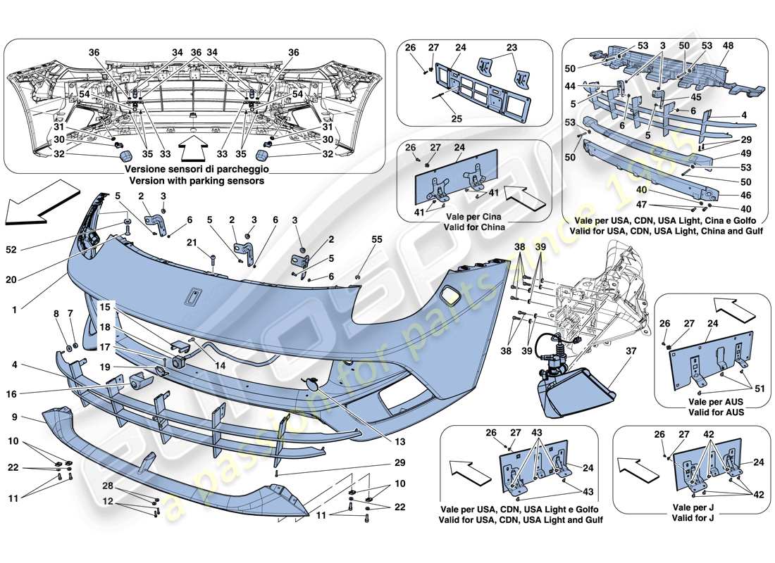 Ferrari F12 Berlinetta (USA) FRONT BUMPER Parts Diagram