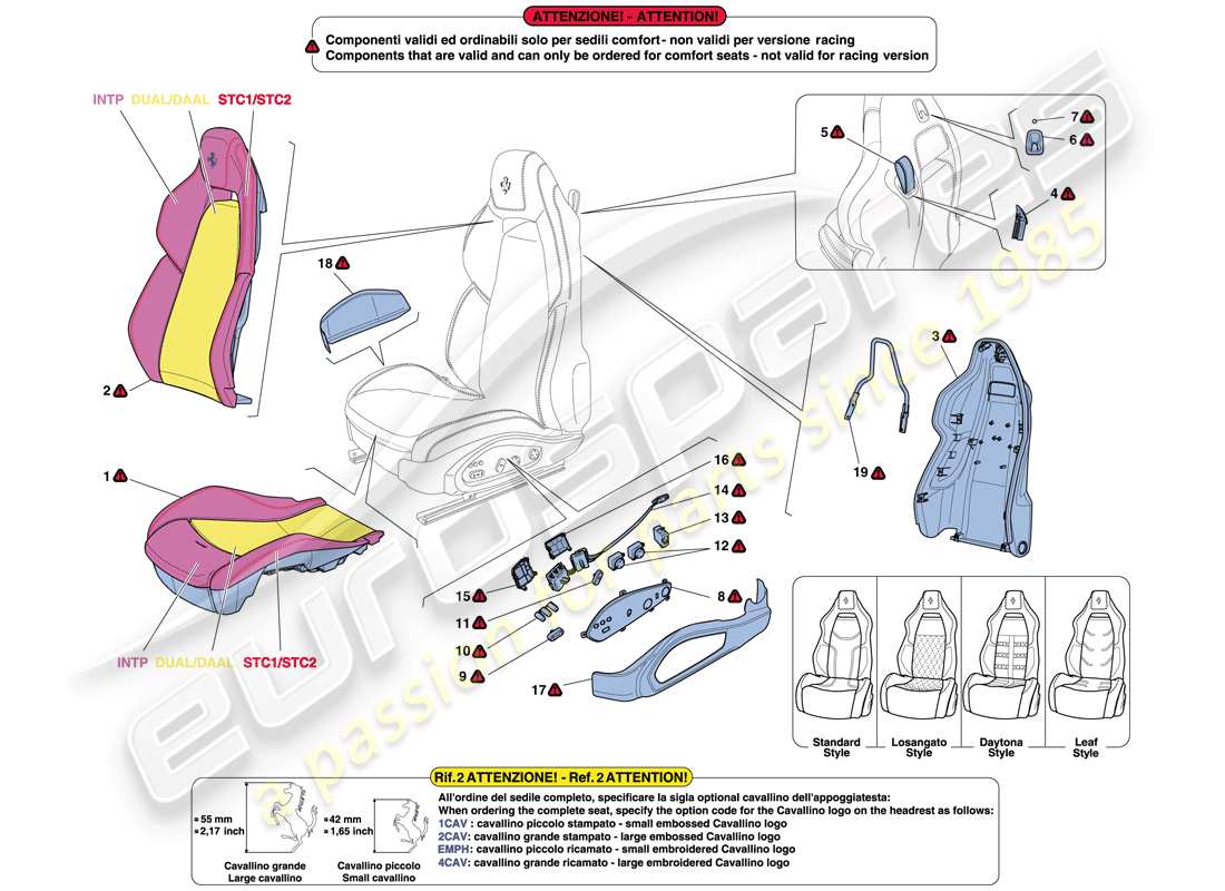 Ferrari F12 Berlinetta (USA) FRONT SEAT - TRIM AND ACCESSORIES Parts Diagram