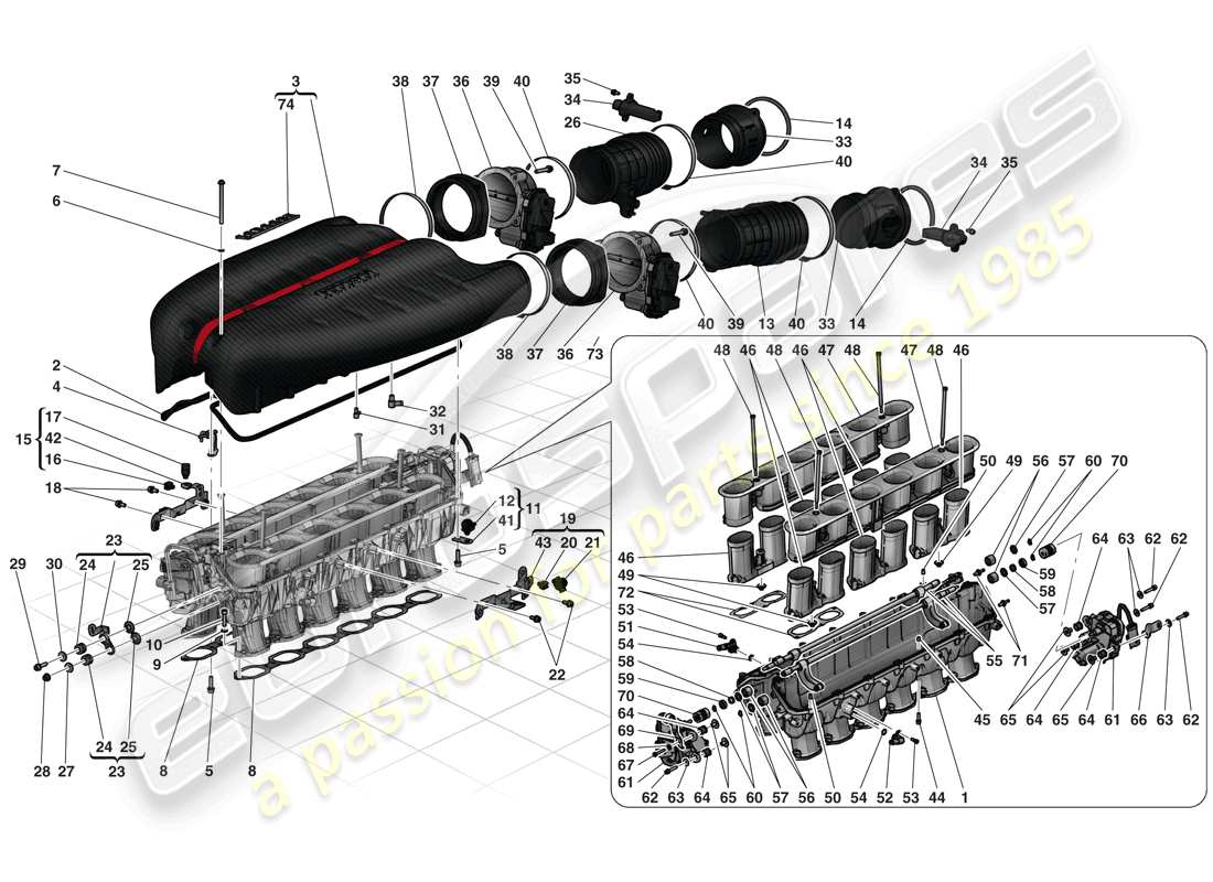 Ferrari LaFerrari (Europe) INTAKE MANIFOLD Parts Diagram