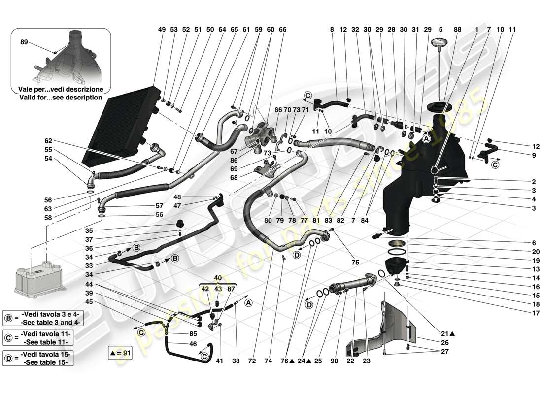 Ferrari LaFerrari (Europe) Lubrication system and oil vapour recovery system Parts Diagram