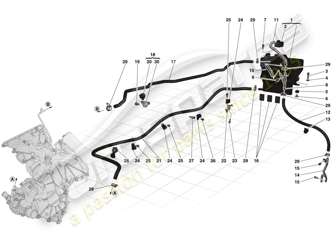 Ferrari LaFerrari (Europe) HEADER TANK AND PIPES Part Diagram