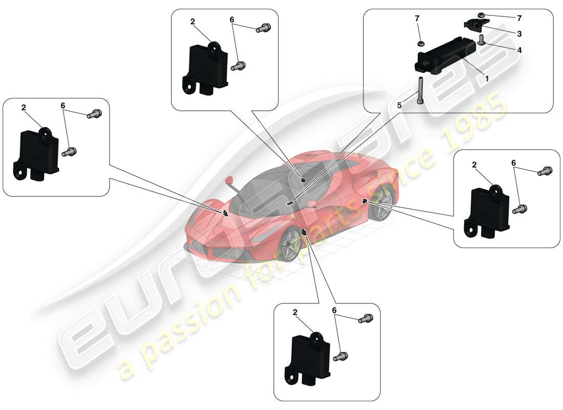 Ferrari LaFerrari (Europe) TYRE PRESSURE MONITORING SYSTEM Parts Diagram