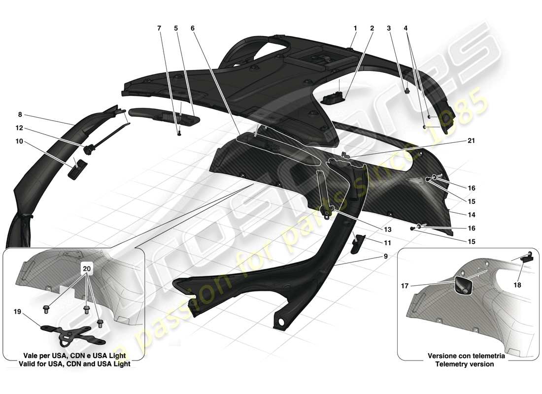 Ferrari LaFerrari (Europe) HEADLINER TRIM AND ACCESSORIES Parts Diagram