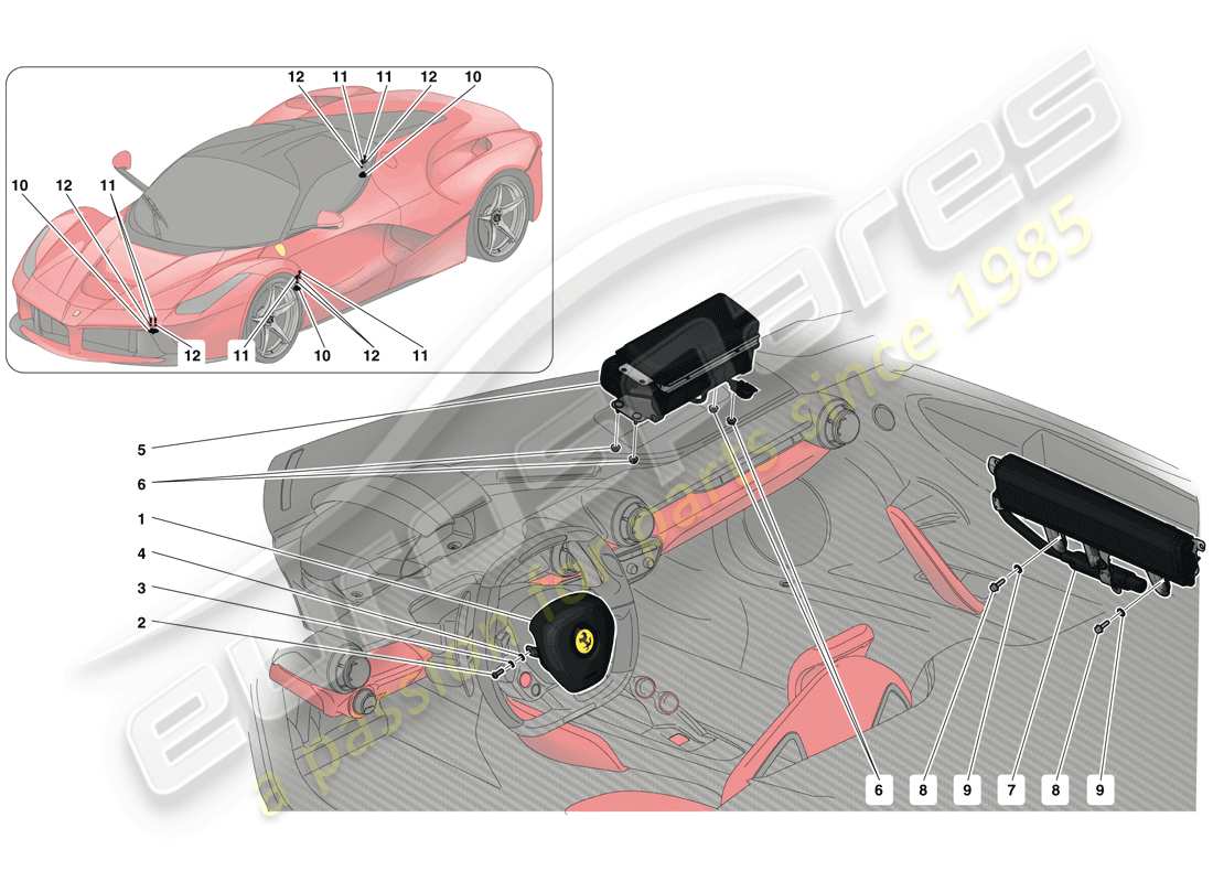 Ferrari LaFerrari (Europe) AIRBAGS Parts Diagram