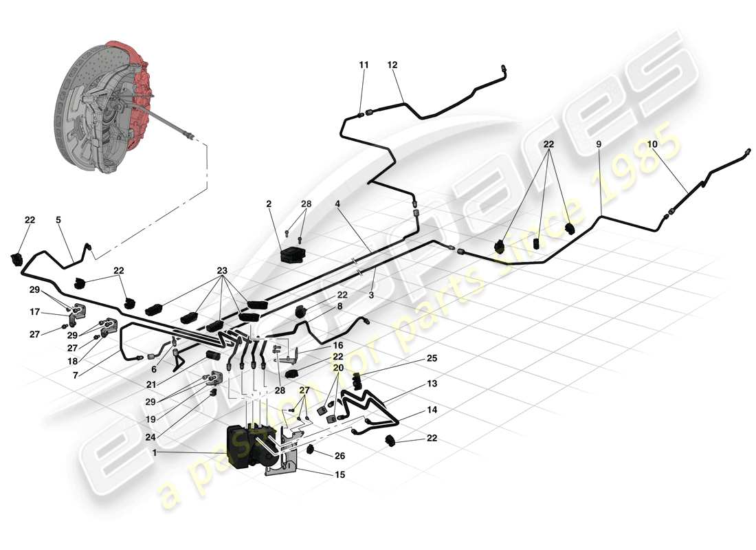 Ferrari LaFerrari (USA) Brake System Part Diagram