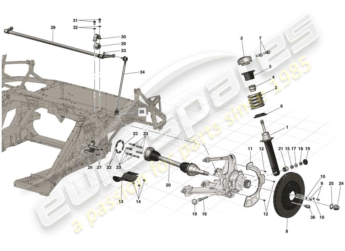 Ferrari LaFerrari (USA) Rear Suspension - Shock Absorber and Brake Disc Part Diagram