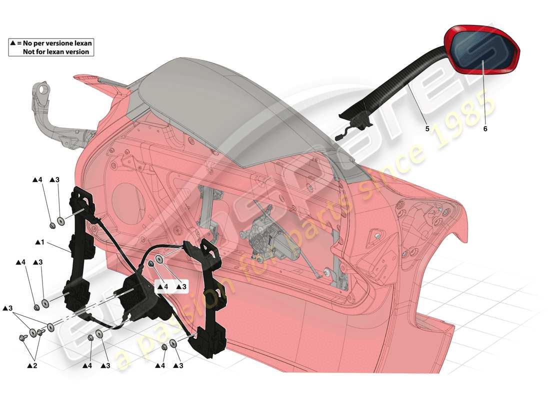 Ferrari LaFerrari (USA) DOORS - POWER WINDOW AND REAR VIEW MIRROR Part Diagram