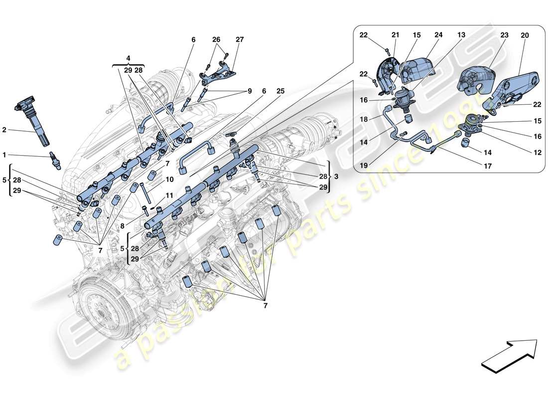 Ferrari F12 TDF (Europe) injection - ignition system Parts Diagram