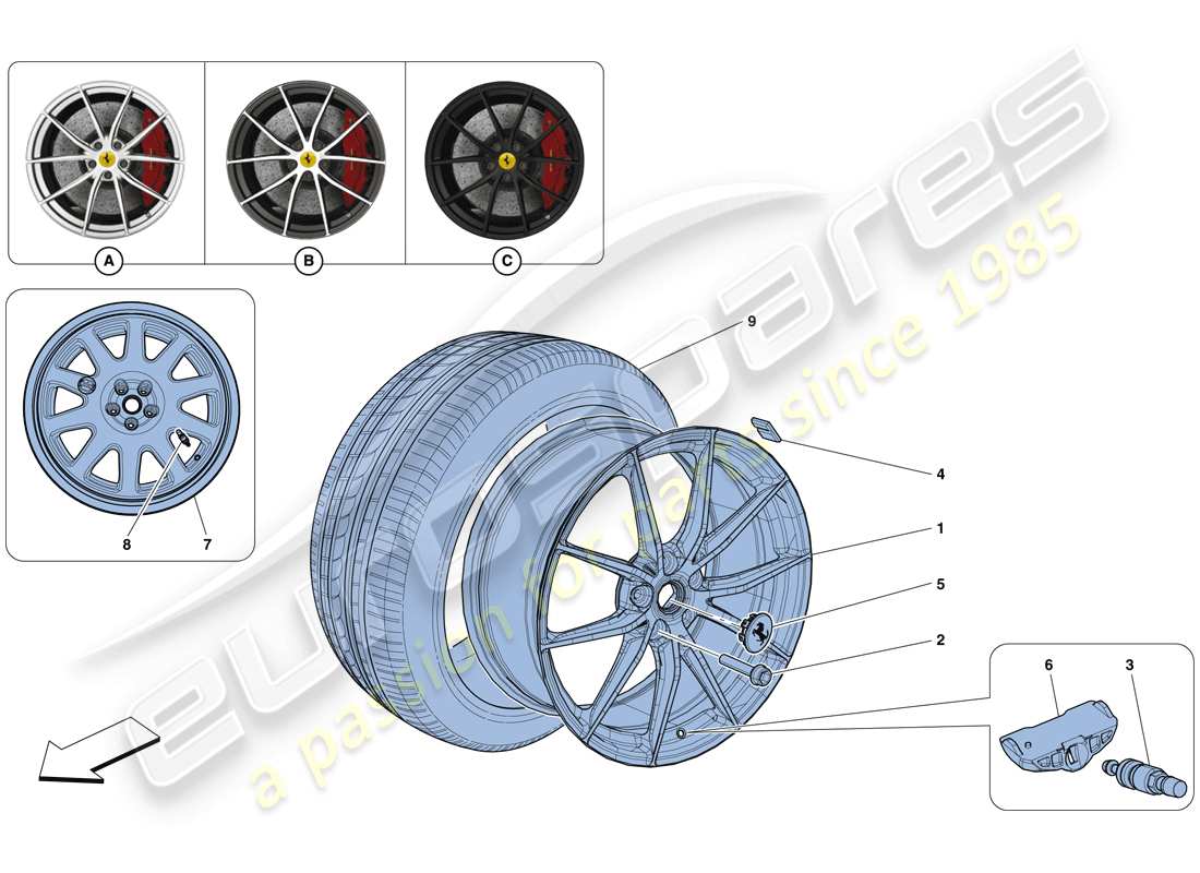 Ferrari F12 TDF (Europe) Wheels Parts Diagram