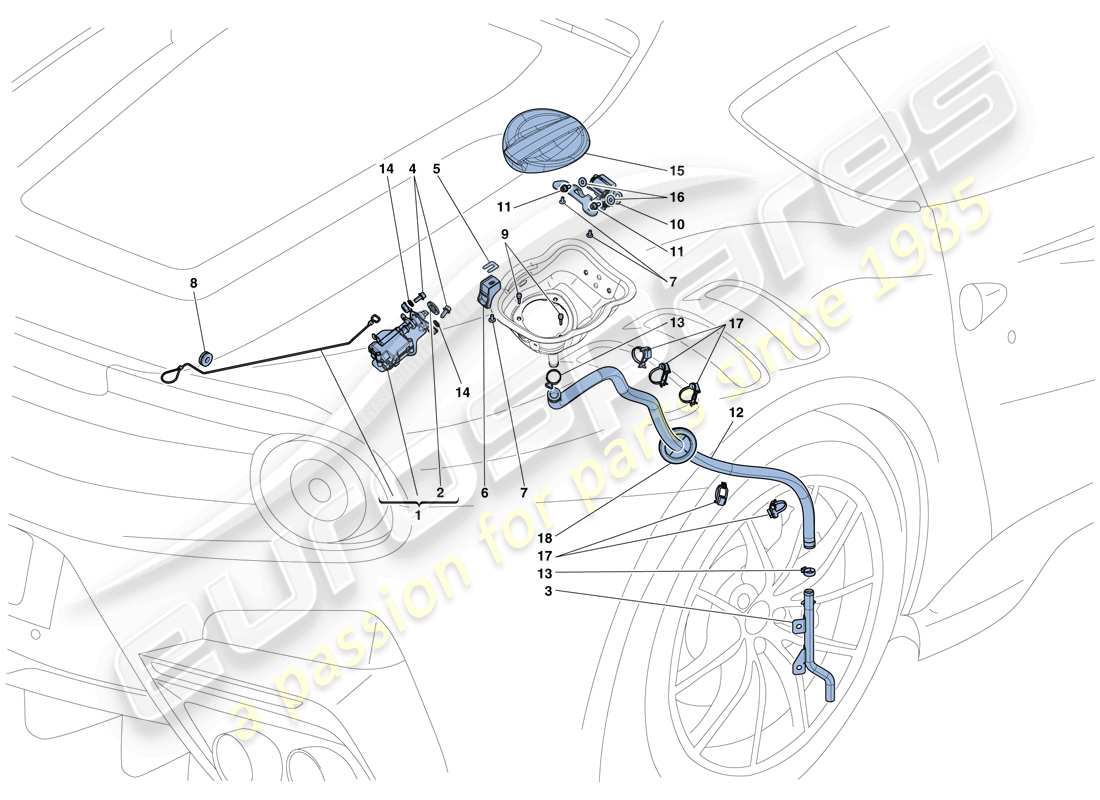 Ferrari F12 TDF (Europe) FUEL FILLER FLAP AND CONTROLS Parts Diagram