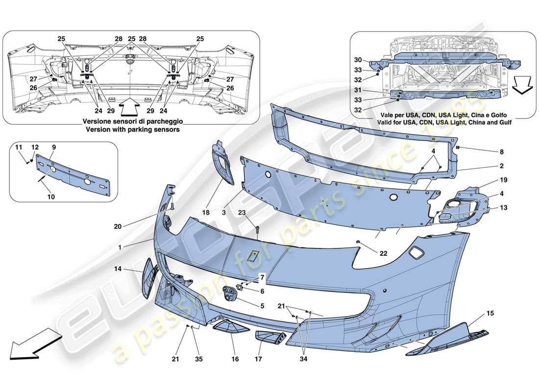 Ferrari F12 TDF (Europe) FRONT BUMPER Parts Diagram