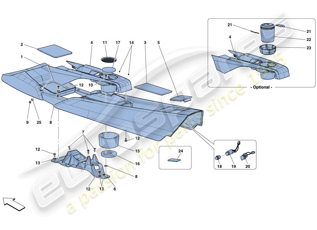 Ferrari F12 TDF (Europe) TUNNEL - SUBSTRUCTURE AND ACCESSORIES Parts Diagram