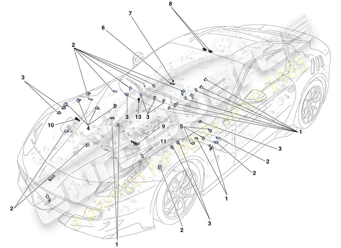 Ferrari F12 TDF (Europe) VARIOUS FASTENINGS FOR THE ELECTRICAL SYSTEM Part Diagram