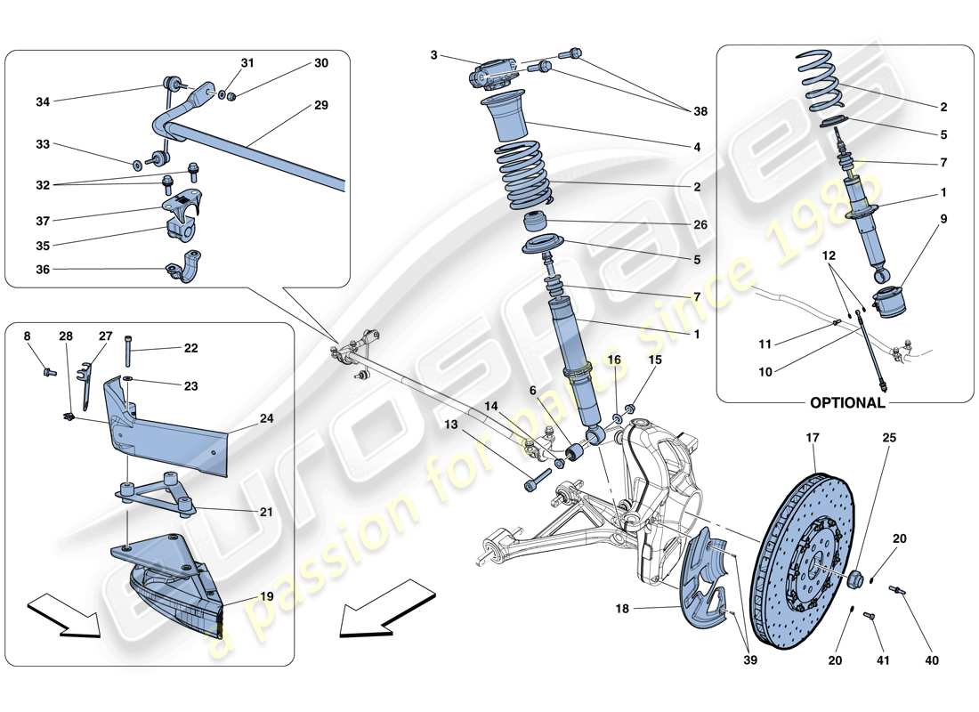 Ferrari F12 TDF (RHD) Front Suspension - Shock Absorber and Brake Disc Part Diagram
