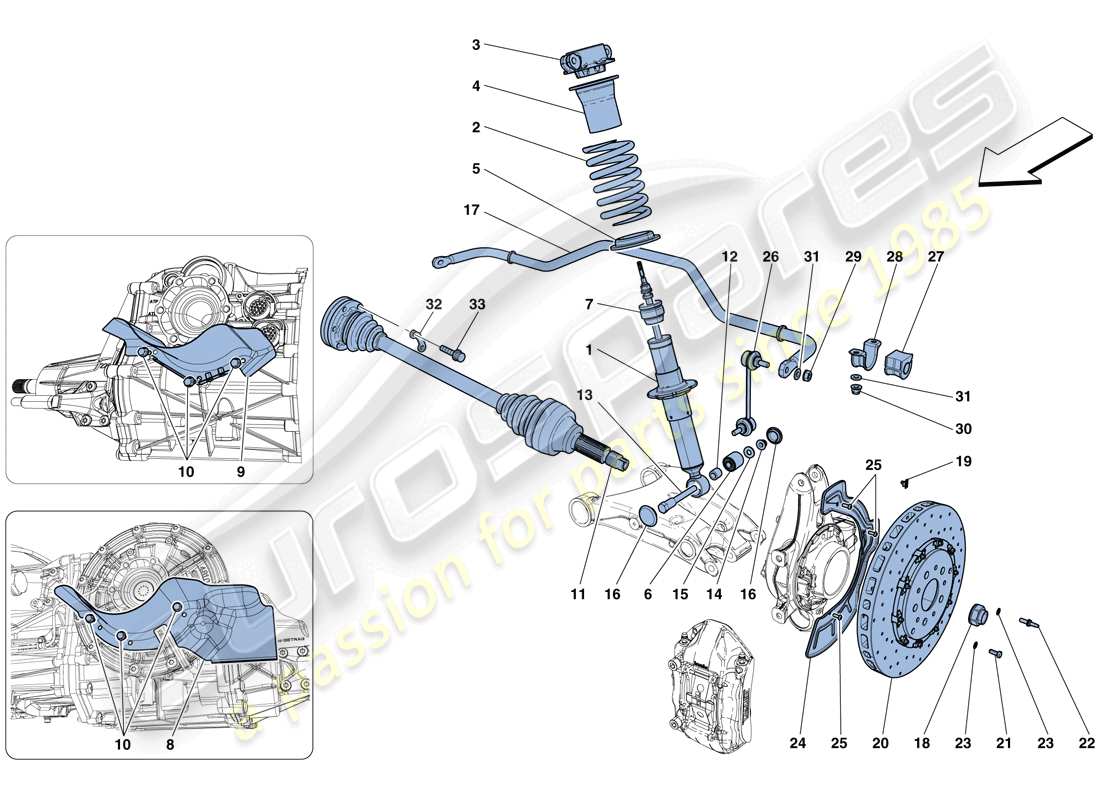 Ferrari F12 TDF (RHD) Rear Suspension - Shock Absorber and Brake Disc Part Diagram