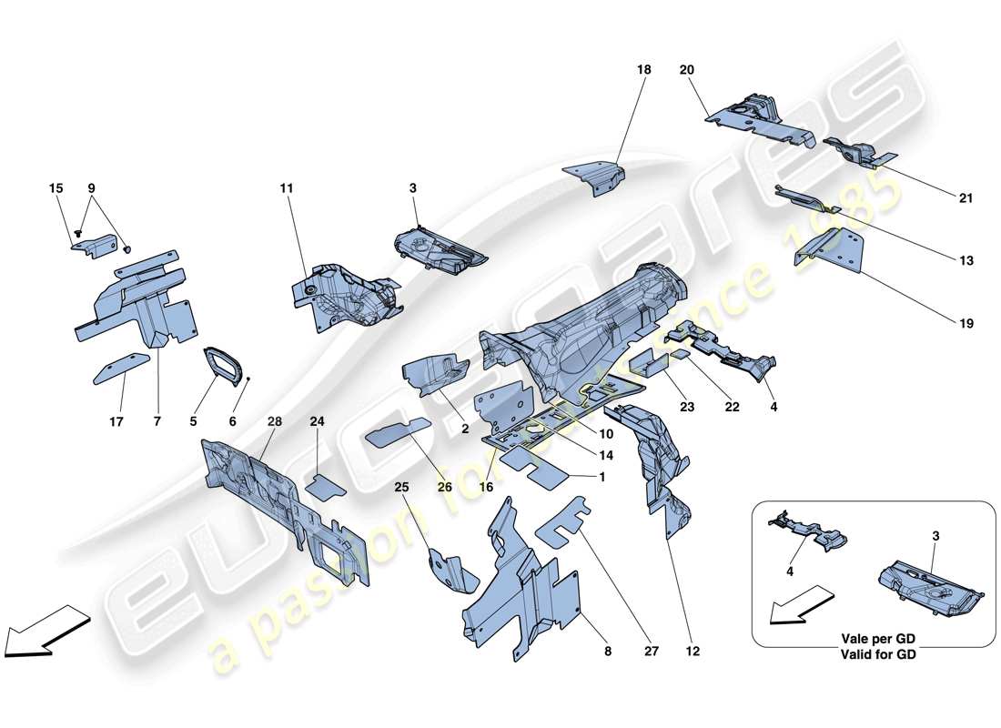 Ferrari F12 TDF (RHD) Insulation Parts Diagram