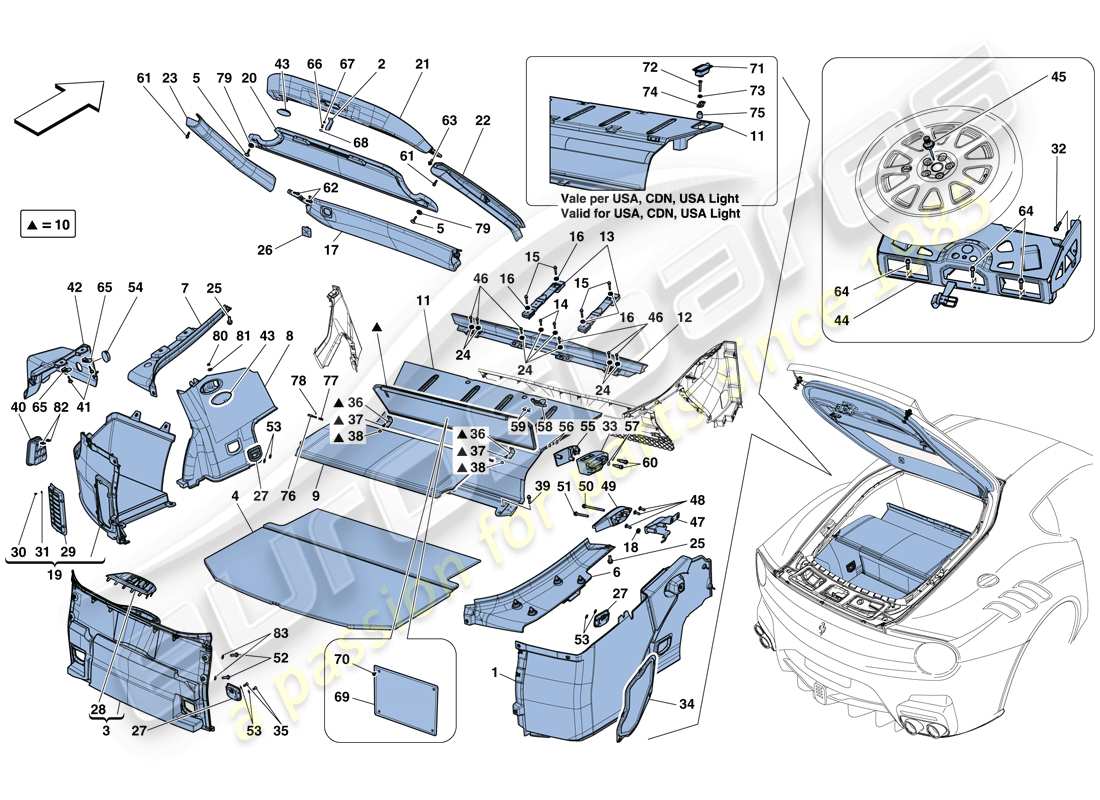 Ferrari F12 TDF (RHD) LUGGAGE COMPARTMENT MATS Parts Diagram