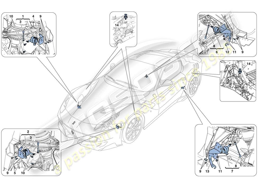Ferrari F12 TDF (RHD) ELECTRONIC MANAGEMENT (SUSPENSION) Parts Diagram