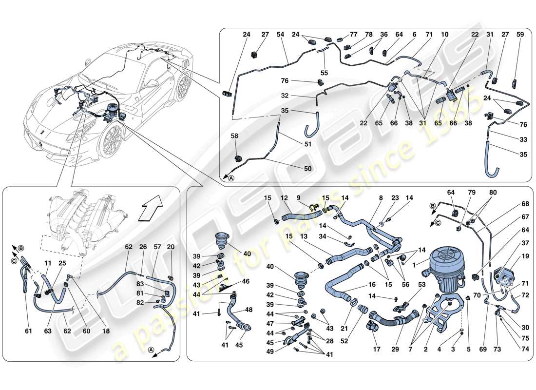Ferrari F12 TDF (USA) secondary air system Part Diagram
