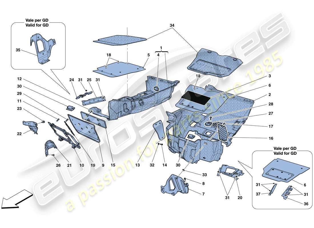 Ferrari F12 TDF (USA) PASSENGER COMPARTMENT MATS Parts Diagram