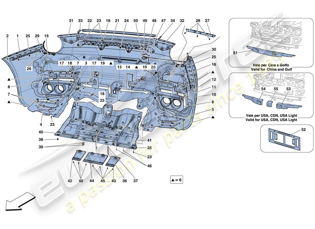 Ferrari F12 TDF (USA) REAR BUMPER Parts Diagram