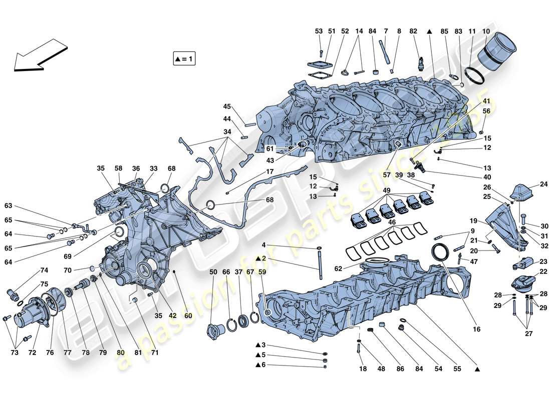 Ferrari 812 Superfast (RHD) crankcase Part Diagram