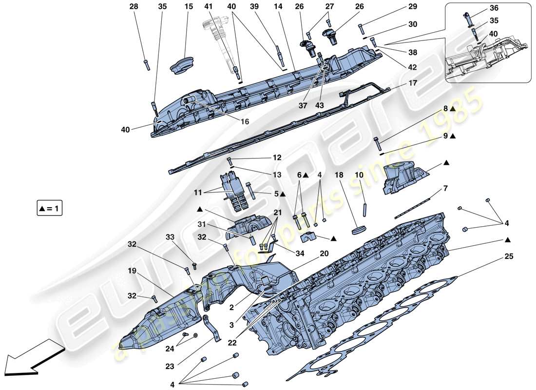 Ferrari 812 Superfast (RHD) right hand cylinder head Part Diagram