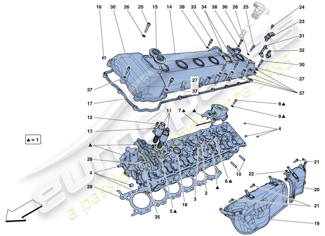 Ferrari 812 Superfast (RHD) left hand cylinder head Part Diagram