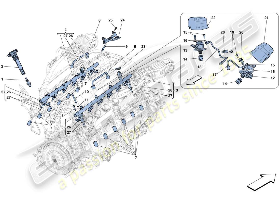 Ferrari 812 Superfast (RHD) injection - ignition system Part Diagram