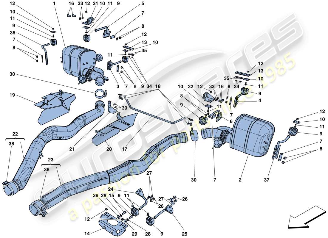 Ferrari 812 Superfast (RHD) silencers Part Diagram