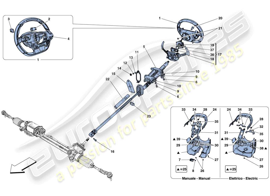 Ferrari 812 Superfast (RHD) Steering Control Part Diagram