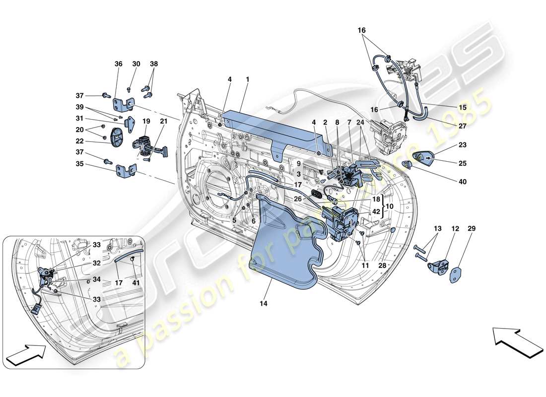 Ferrari 812 Superfast (RHD) DOORS - OPENING MECHANISMS AND HINGES Part Diagram