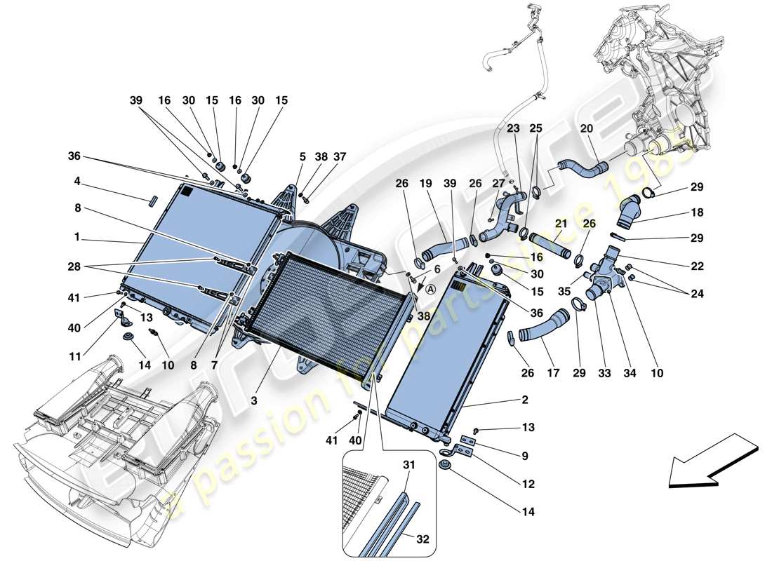 Ferrari 812 Superfast (USA) COOLING - RADIATORS AND AIR DUCTS Part Diagram