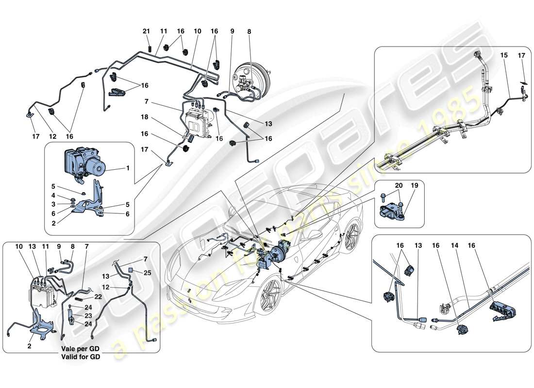Ferrari 812 Superfast (USA) Brake System Part Diagram