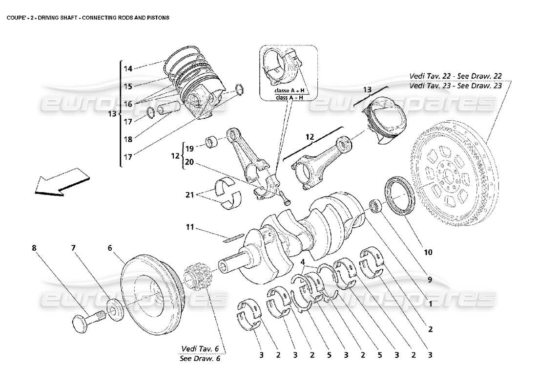 Maserati 4200 Coupe (2002) crankshaft conrods and pistons Parts Diagram