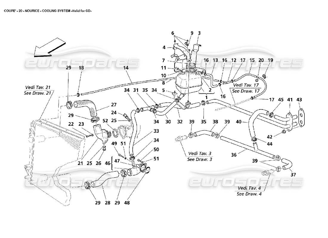 Maserati 4200 Coupe (2002) Nourice - Cooling System -Valid for GD Part Diagram