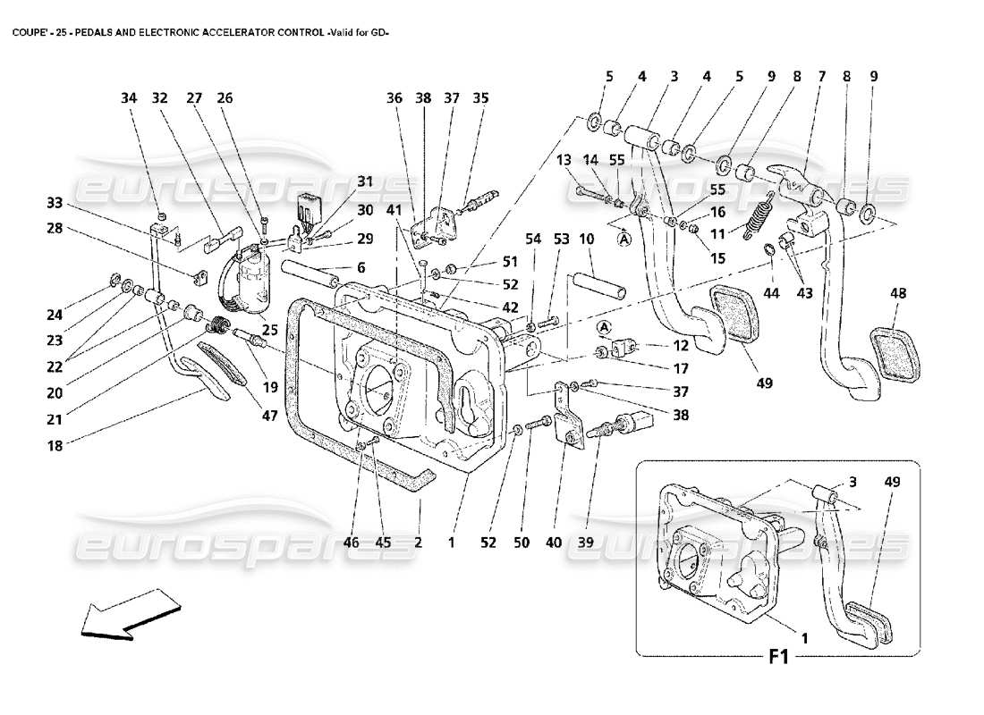 Maserati 4200 Coupe (2002) Pedals and Electronic Accelerator Control -Valid for GD Parts Diagram