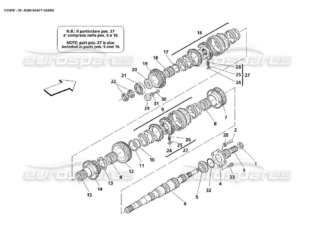 Maserati 4200 Coupe (2002) Main Shaft Gears Part Diagram