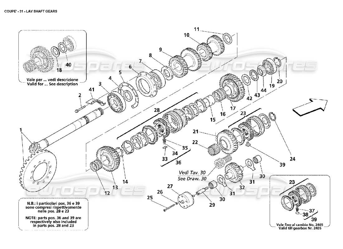 Maserati 4200 Coupe (2002) Lay Shaft Gears Part Diagram