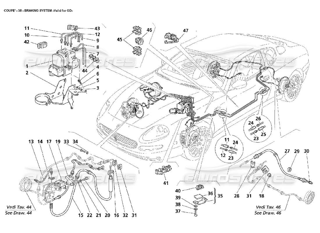 Maserati 4200 Coupe (2002) Braking System -Valid for GD Part Diagram