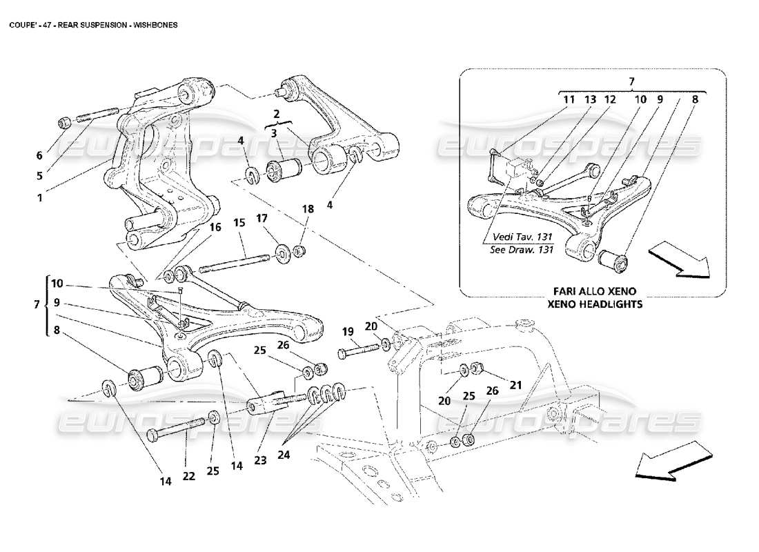 Maserati 4200 Coupe (2002) Rear Suspension - Wishbones Parts Diagram