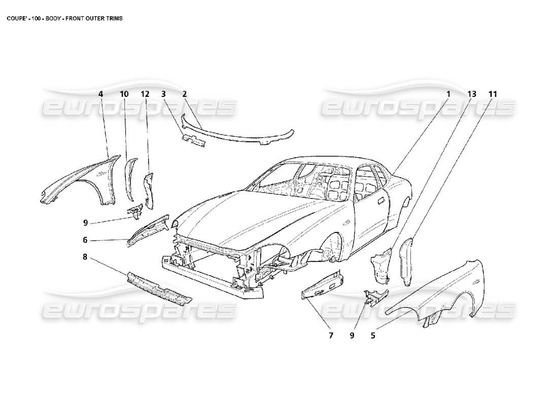 Maserati 4200 Coupe (2002) body - front outer trims Parts Diagram