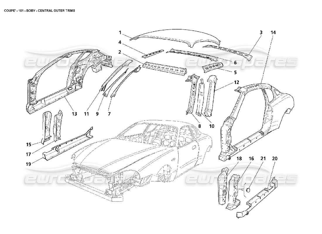 Maserati 4200 Coupe (2002) Body Central Outer Trims Parts Diagram