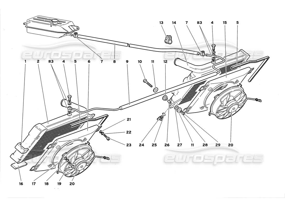 Lamborghini Diablo GT (1999) Radiators and Electro-Fans Parts Diagram